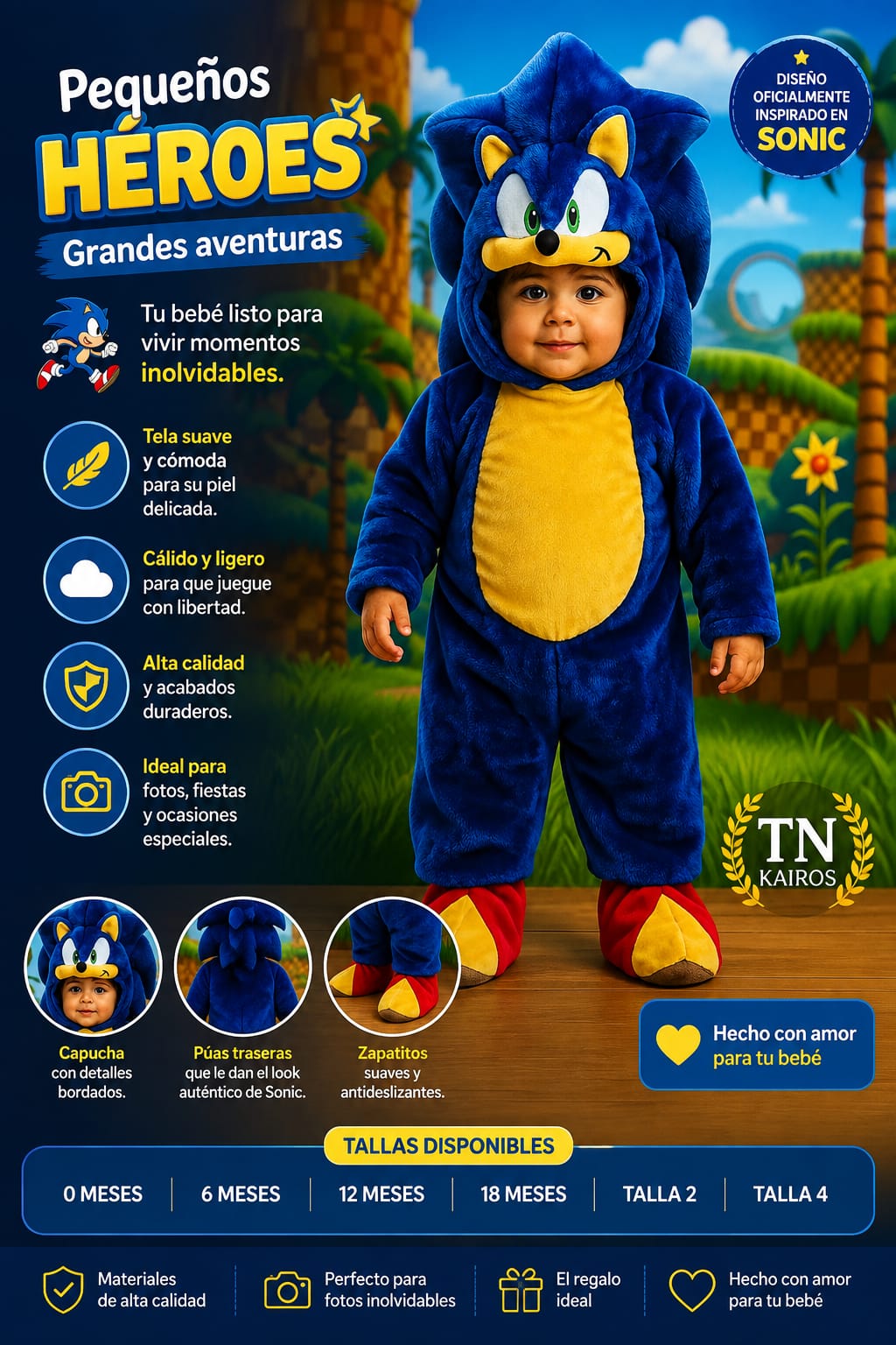 Disfraz de Sonic Veloz para bebé