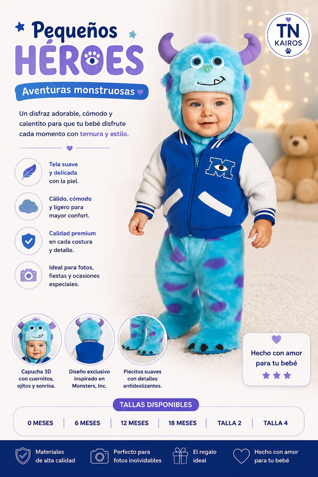 Disfraz de Sulley Monstruo para bebé