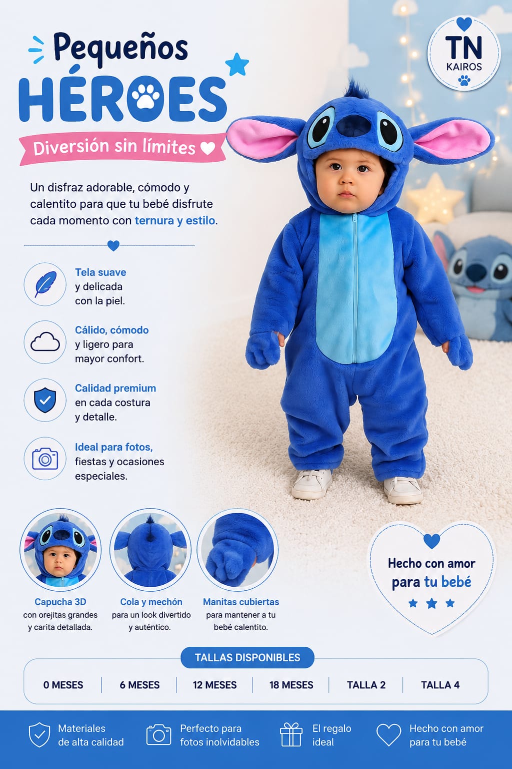 Disfraz de Stitch Azul para bebé